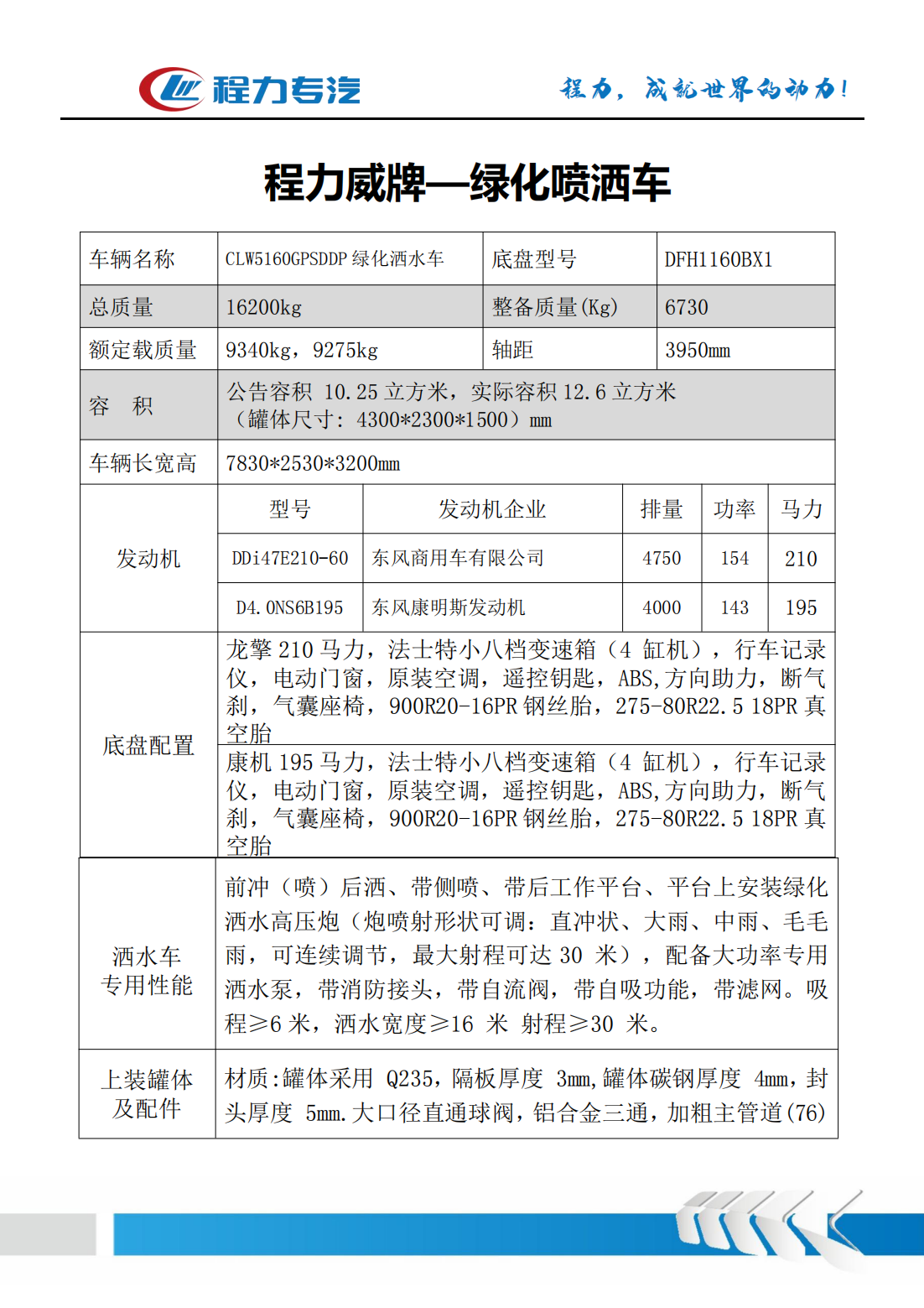 東風天錦灑水車 綠化噴灑車 抑塵車 (圖2)